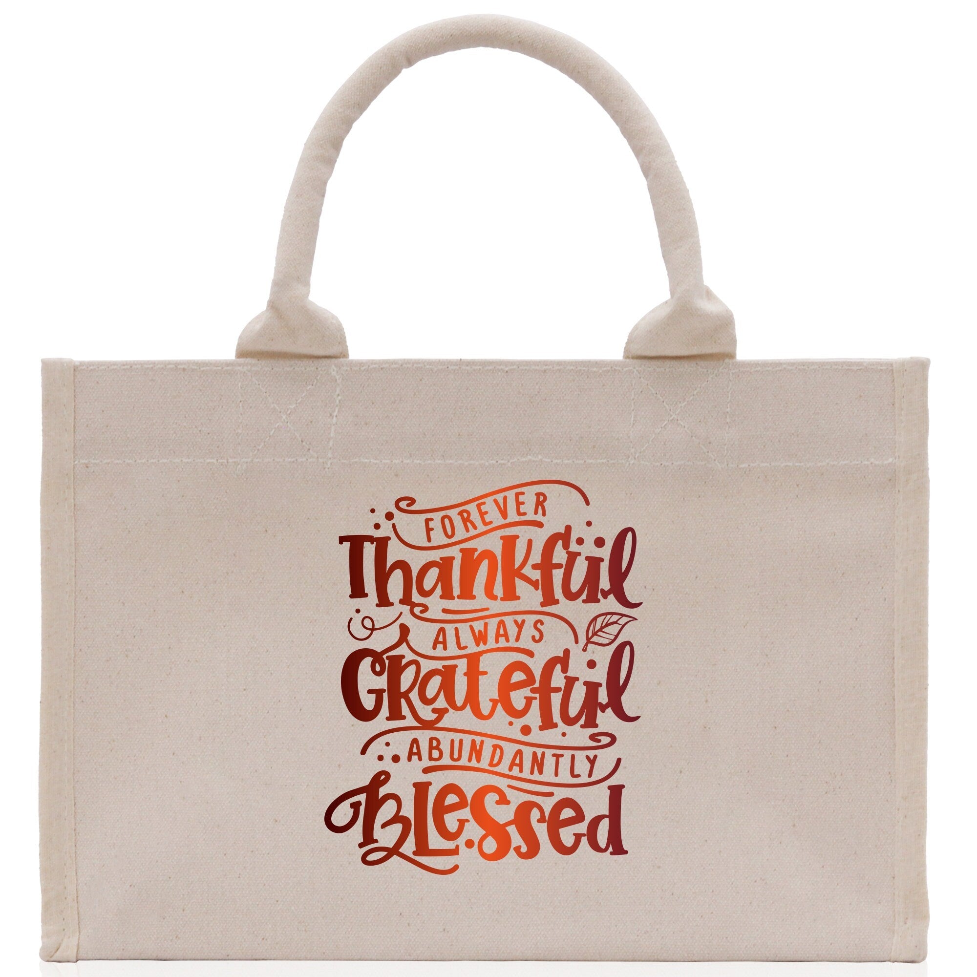 Thankful Grateful Blessed Cotton Canvas Tote Bag Thanksgiving Bag Autumn Fall Vibes Bag Motivational Bag Blessed Bag Fall Market Grocery Bag