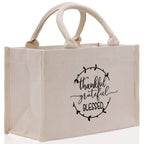 Thankful Grateful Blessed Cotton Canvas Tote Bag Thanksgiving Bag Autumn Fall Vibes Bag Motivational Bag Blessed Bag Fall Market Grocery Bag
