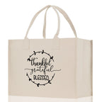 Thankful Grateful Blessed Cotton Canvas Tote Bag Thanksgiving Bag Autumn Fall Vibes Bag Motivational Bag Blessed Bag Fall Market Grocery Bag