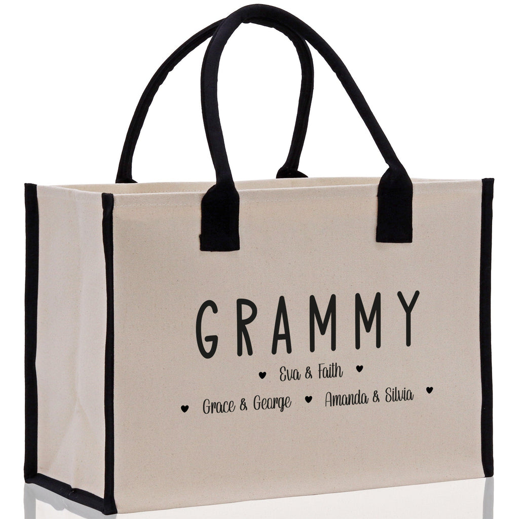 Grammy Grandchild Kids Names Custom Grandma Tote Bag Grandma's Getaway Bag Personalized Grandma Gift Bag Shopping Bag Mother Day Gift