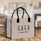 Gaga Grandchild Kids Names Custom Grandma Tote Bag Grandma's Getaway Bag Gigi Bag Personalized Grandma Gift Bag Shopping Bag Mother Day Gift