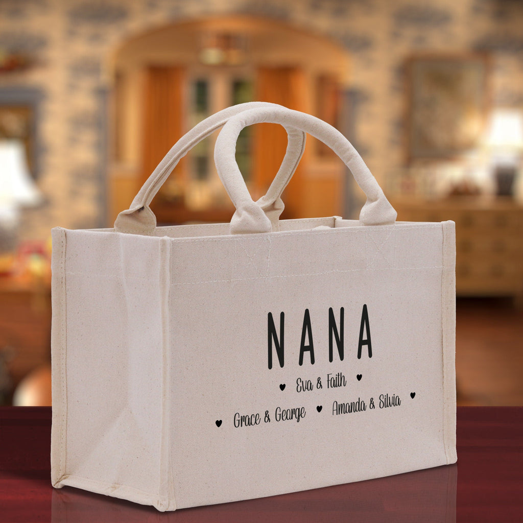 Nana Grandchild Kids Names Custom Grandma Tote Bag Grandma's Getaway Bag Gigi Bag Personalized Grandma Gift Bag Shopping Bag Mother Day Gift