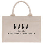 Nana Grandchild Kids Names Custom Grandma Tote Bag Grandma's Getaway Bag Gigi Bag Personalized Grandma Gift Bag Shopping Bag Mother Day Gift