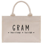 Gram Grandchild Kids Names Custom Grandma Tote Bag Grandma's Getaway Bag Gigi Bag Personalized Grandma Gift Bag Shopping Bag Mother Day Gift