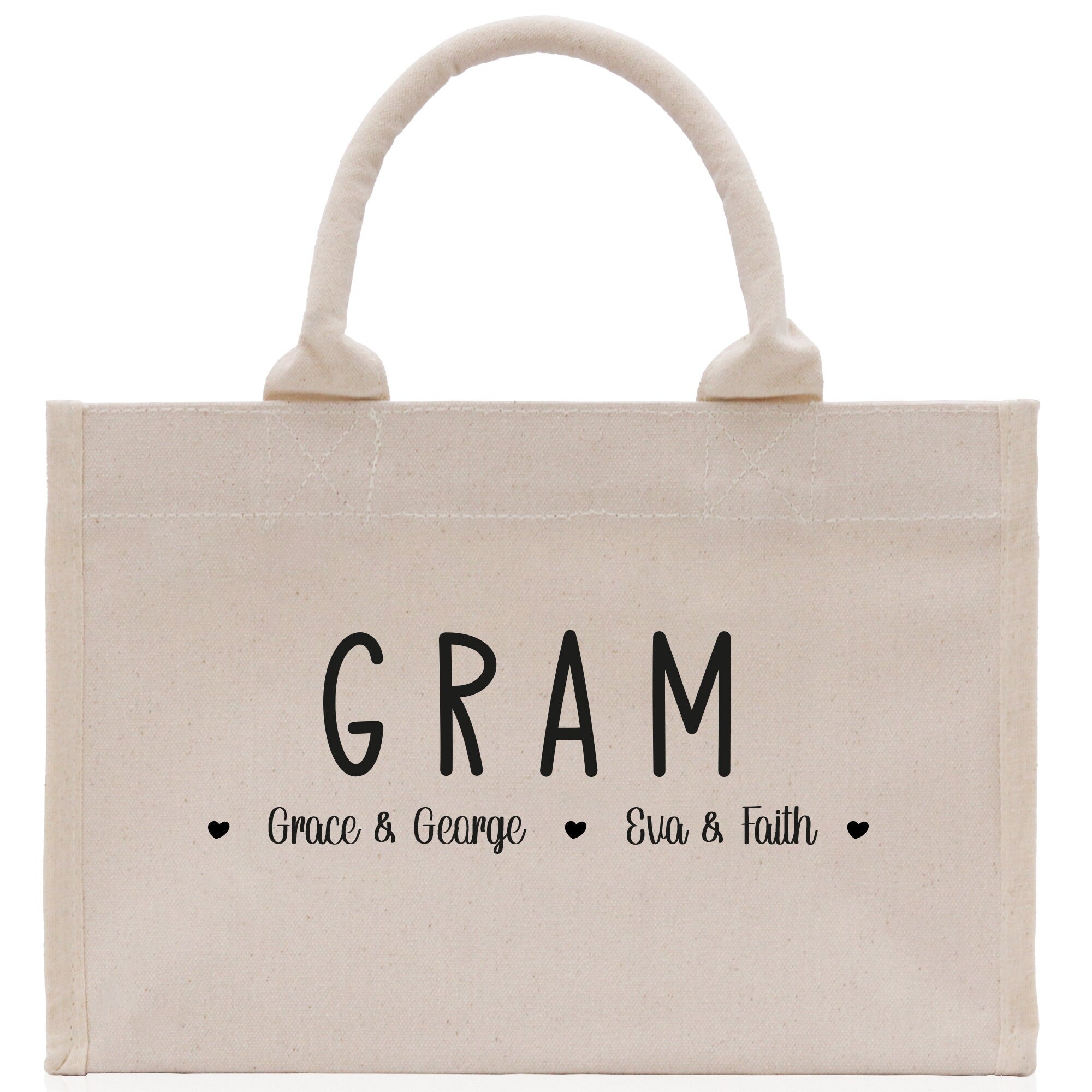 Gram Grandchild Kids Names Custom Grandma Tote Bag Grandma's Getaway Bag Gigi Bag Personalized Grandma Gift Bag Shopping Bag Mother Day Gift