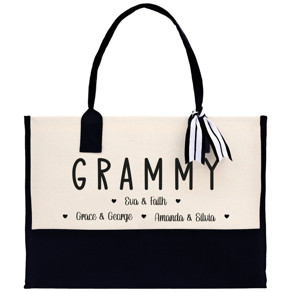 Grammy Grandchild Kids Names Custom Grandma Tote Bag Grandma's Getaway Bag Personalized Grandma Gift Bag Shopping Bag Mother Day Gift