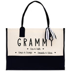 Grammy Grandchild Kids Names Custom Grandma Tote Bag Grandma's Getaway Bag Personalized Grandma Gift Bag Shopping Bag Mother Day Gift