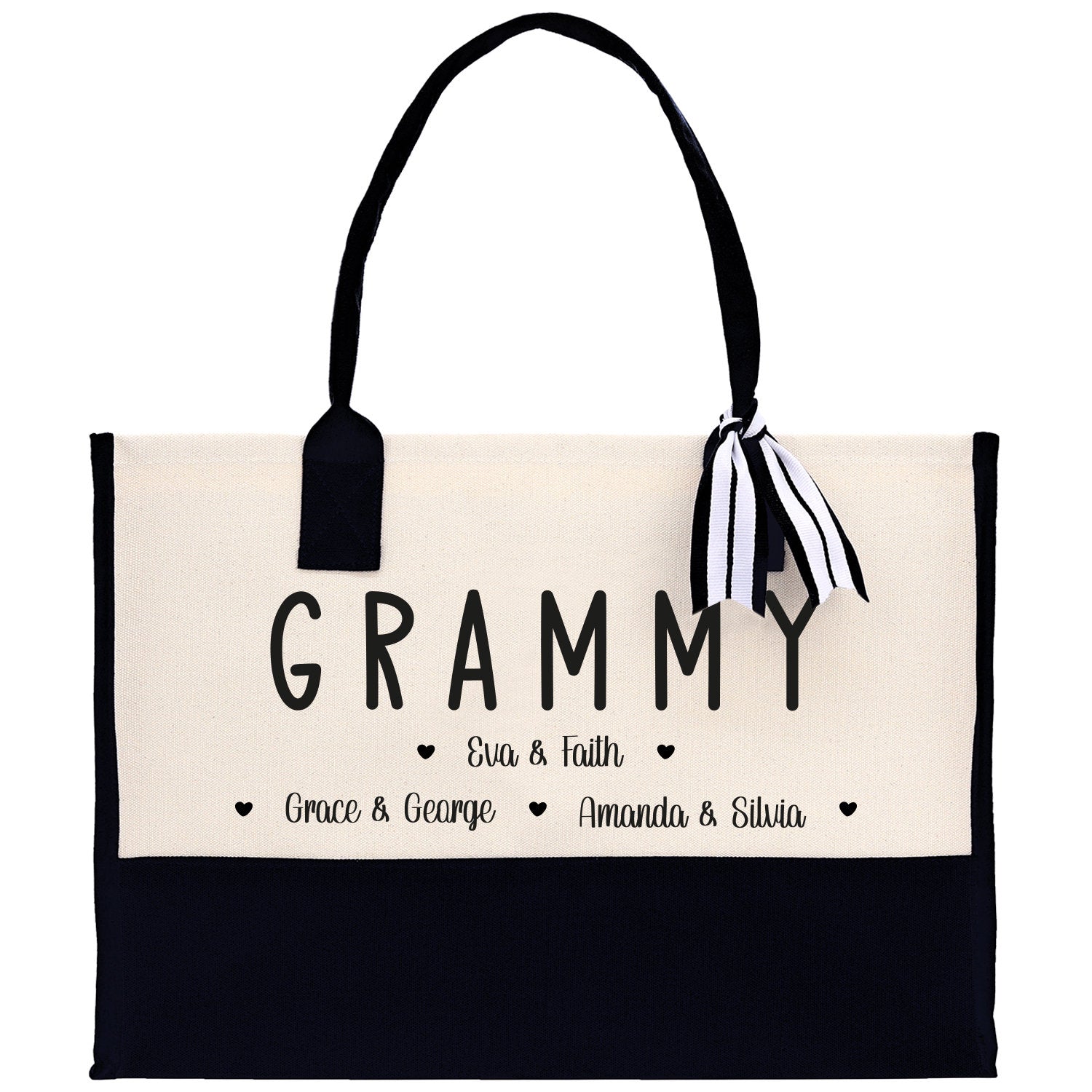 Grammy Grandchild Kids Names Custom Grandma Tote Bag Grandma's Getaway Bag Personalized Grandma Gift Bag Shopping Bag Mother Day Gift