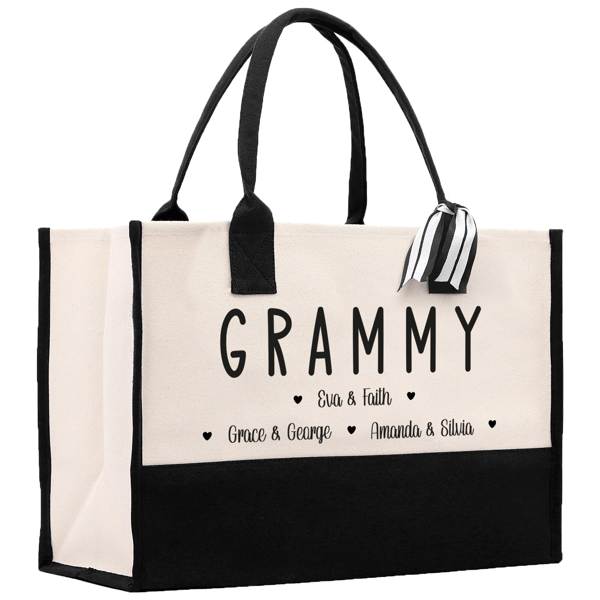 Grammy Grandchild Kids Names Custom Grandma Tote Bag Grandma's Getaway Bag Personalized Grandma Gift Bag Shopping Bag Mother Day Gift