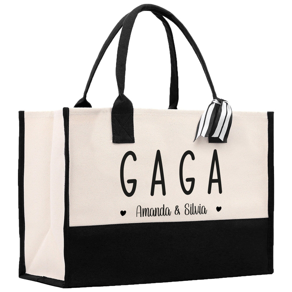 Gaga Grandchild Kids Names Custom Grandma Tote Bag Grandma's Getaway Bag Gigi Bag Personalized Grandma Gift Bag Shopping Bag Mother Day Gift