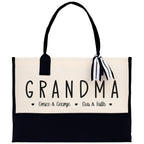 Grandma Grandchild Kids Names Custom Grandma Tote Bag Grandma's Getaway Bag Personalized Grandma Gift Bag Shopping Bag Mother Day Gift