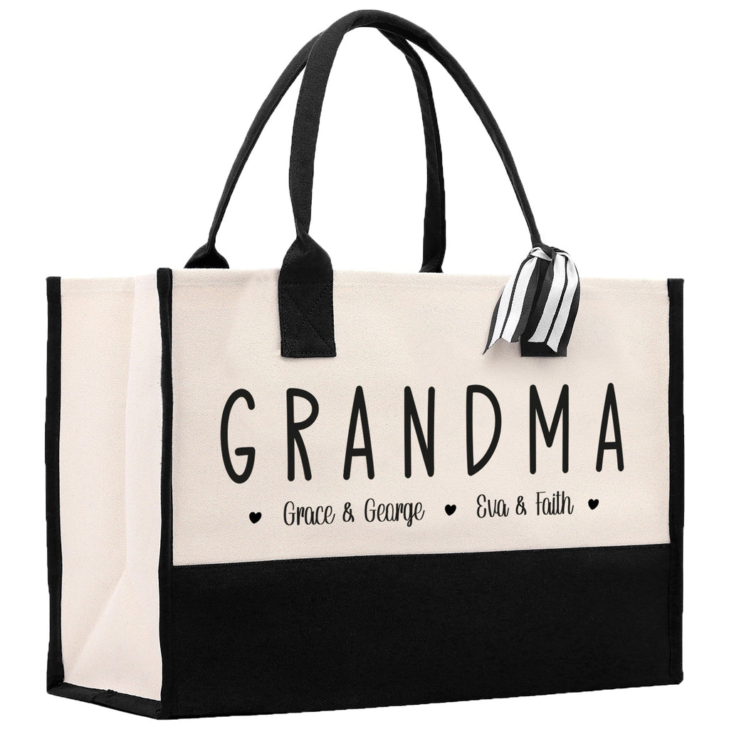 Grandma Grandchild Kids Names Custom Grandma Tote Bag Grandma's Getaway Bag Personalized Grandma Gift Bag Shopping Bag Mother Day Gift