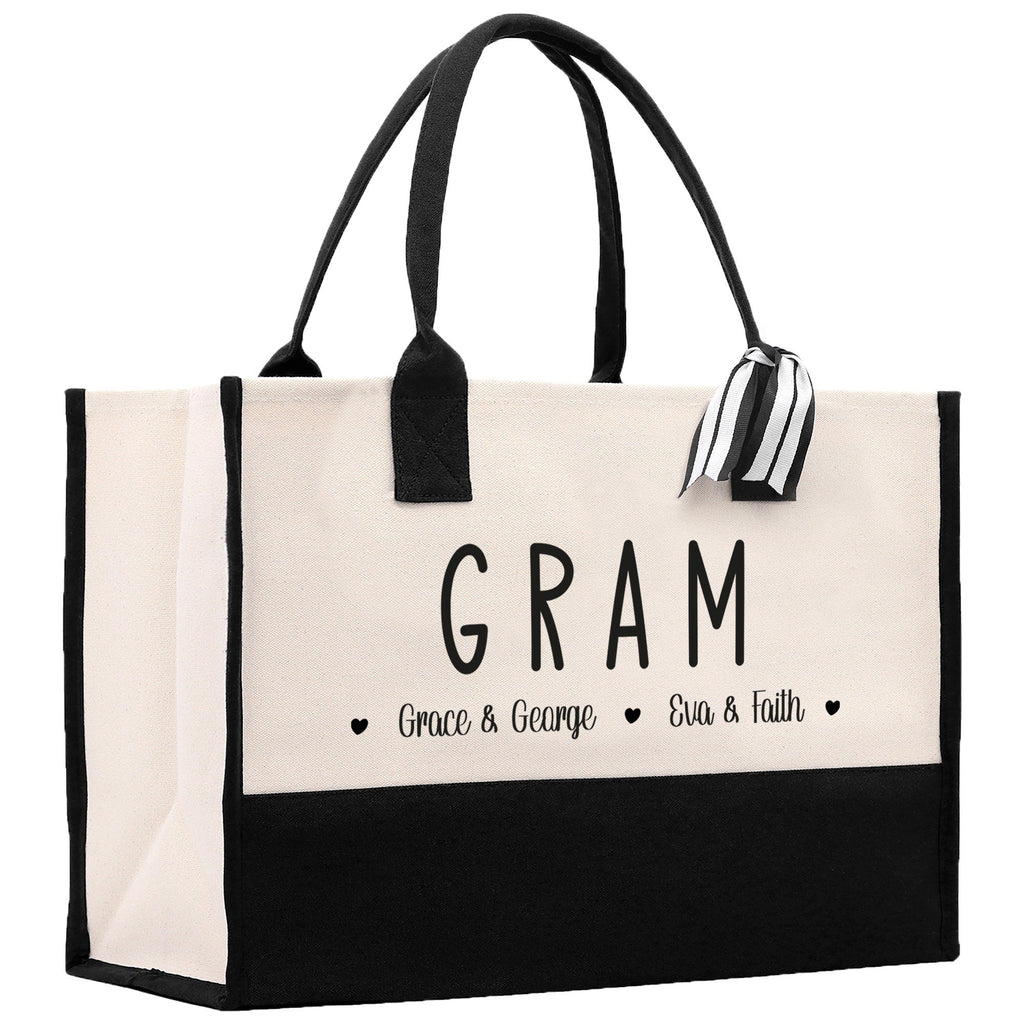 Gram Grandchild Kids Names Custom Grandma Tote Bag Grandma's Getaway Bag Gigi Bag Personalized Grandma Gift Bag Shopping Bag Mother Day Gift