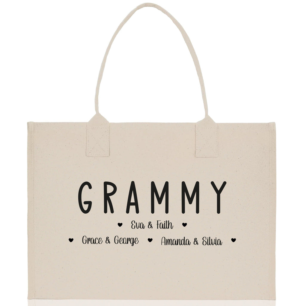 Grammy Grandchild Kids Names Custom Grandma Tote Bag Grandma's Getaway Bag Personalized Grandma Gift Bag Shopping Bag Mother Day Gift
