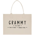 Grammy Grandchild Kids Names Custom Grandma Tote Bag Grandma's Getaway Bag Personalized Grandma Gift Bag Shopping Bag Mother Day Gift
