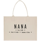 Nana Grandchild Kids Names Custom Grandma Tote Bag Grandma's Getaway Bag Gigi Bag Personalized Grandma Gift Bag Shopping Bag Mother Day Gift