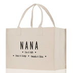 Nana Grandchild Kids Names Custom Grandma Tote Bag Grandma's Getaway Bag Gigi Bag Personalized Grandma Gift Bag Shopping Bag Mother Day Gift