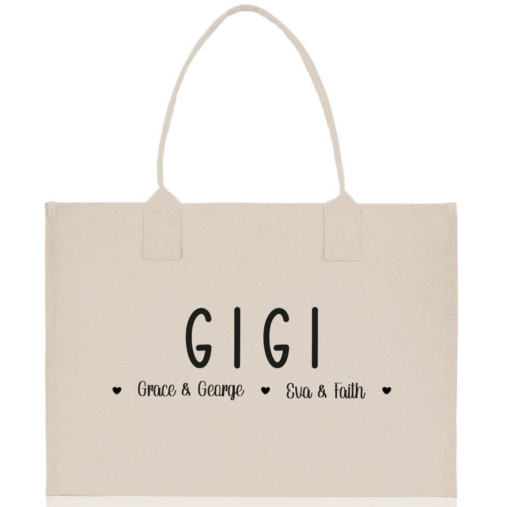 Gigi Grandchild Kids Names Custom Grandma Tote Bag Grandma's Getaway Bag Gigi Bag Personalized Grandma Gift Bag Shopping Bag Mother Day Gift