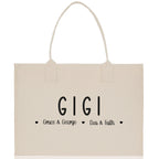 Gigi Grandchild Kids Names Custom Grandma Tote Bag Grandma's Getaway Bag Gigi Bag Personalized Grandma Gift Bag Shopping Bag Mother Day Gift