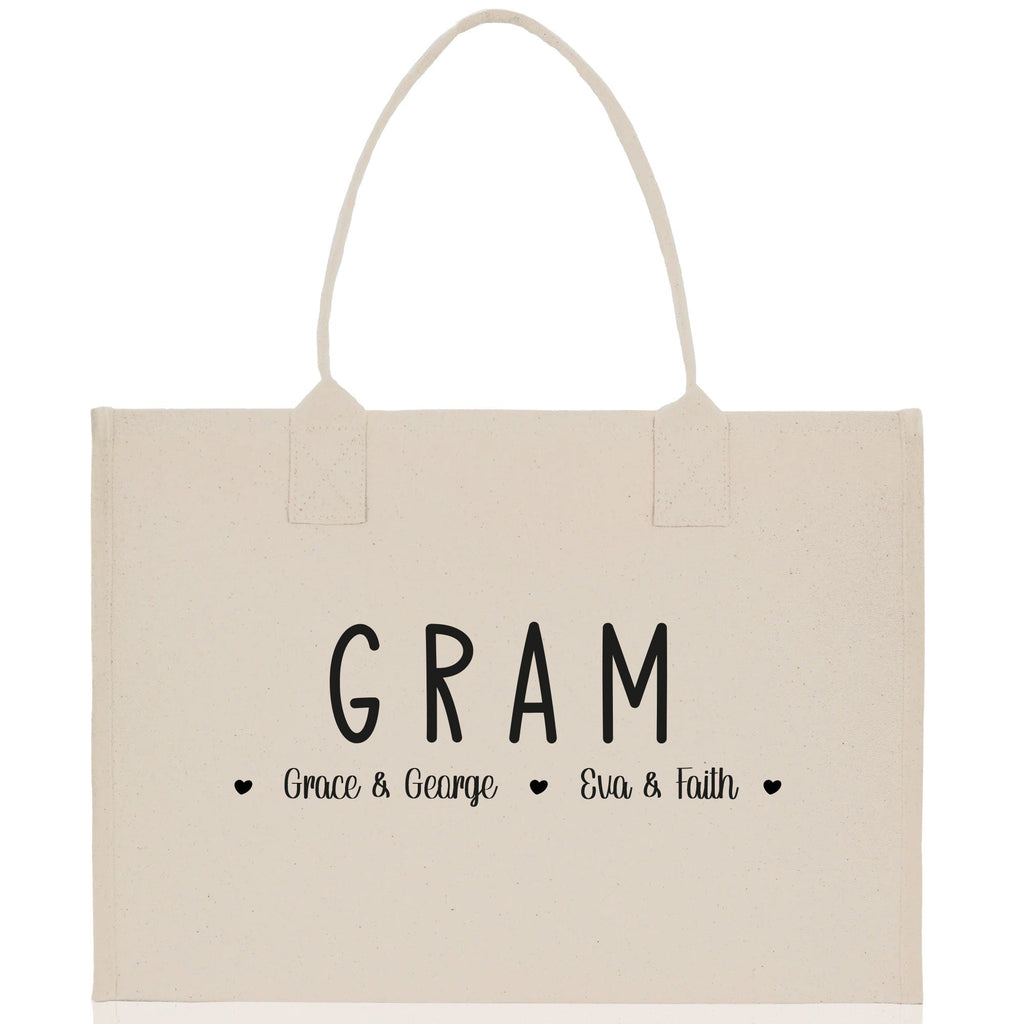 Gram Grandchild Kids Names Custom Grandma Tote Bag Grandma's Getaway Bag Gigi Bag Personalized Grandma Gift Bag Shopping Bag Mother Day Gift