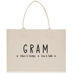 Gram Grandchild Kids Names Custom Grandma Tote Bag Grandma's Getaway Bag Gigi Bag Personalized Grandma Gift Bag Shopping Bag Mother Day Gift