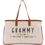 Grammy Grandchild Kids Names Custom Grandma Tote Bag Grandma's Getaway Bag Personalized Grandma Gift Bag Shopping Bag Mother Day Gift