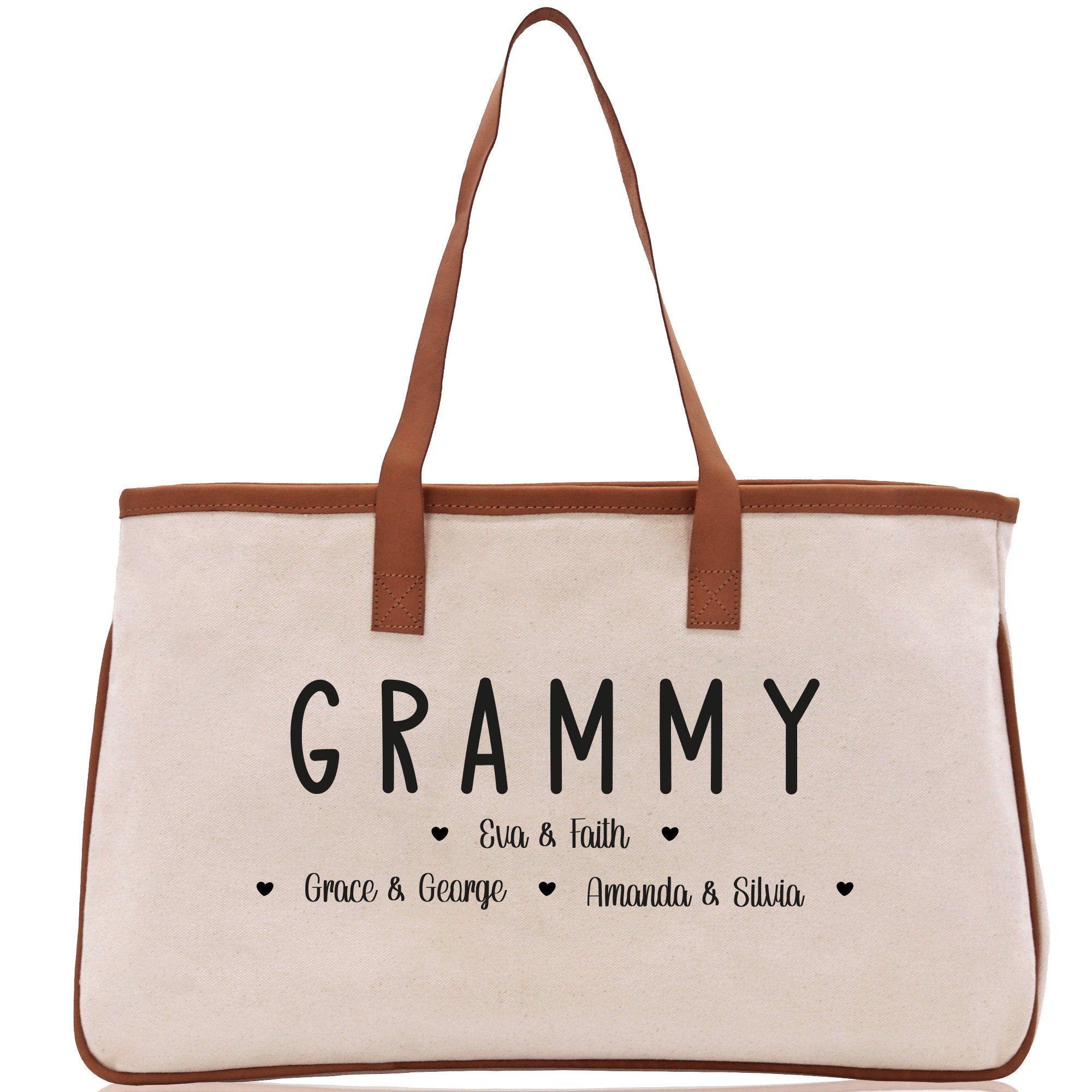 Grammy Grandchild Kids Names Custom Grandma Tote Bag Grandma's Getaway Bag Personalized Grandma Gift Bag Shopping Bag Mother Day Gift