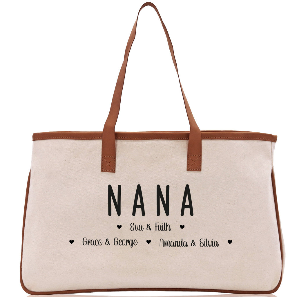 Nana Grandchild Kids Names Custom Grandma Tote Bag Grandma's Getaway Bag Gigi Bag Personalized Grandma Gift Bag Shopping Bag Mother Day Gift