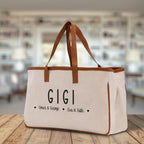Gigi Grandchild Kids Names Custom Grandma Tote Bag Grandma's Getaway Bag Gigi Bag Personalized Grandma Gift Bag Shopping Bag Mother Day Gift