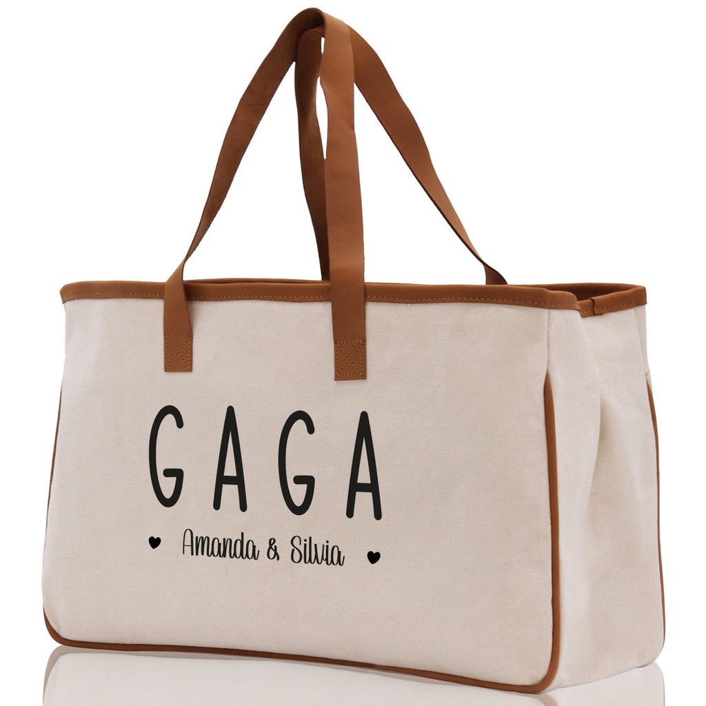 Gaga Grandchild Kids Names Custom Grandma Tote Bag Grandma's Getaway Bag Gigi Bag Personalized Grandma Gift Bag Shopping Bag Mother Day Gift