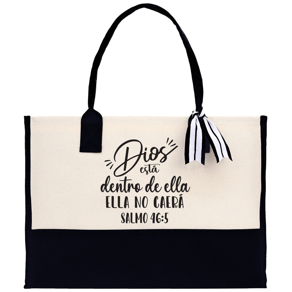 Dios Esta Dentro De Ella Ella No Caera Salmo 46:5 Religious Tote Bag for Women Bible Verse Canvas Tote Bag Religious Church Gifts
