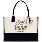 Dios Esta Dentro De Ella Ella No Caera Salmo 46:5 Religious Tote Bag for Women Bible Verse Canvas Tote Bag Religious Church Gifts
