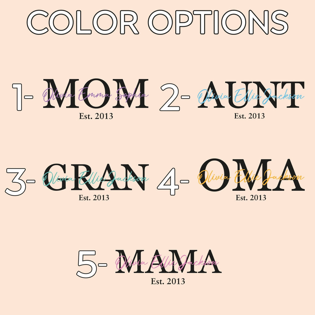 Mom Aunt Gran Oma Mama Custom Kids Names and Date Cotton Canvas Tote Bag Personalized Name and Date Tote Bag