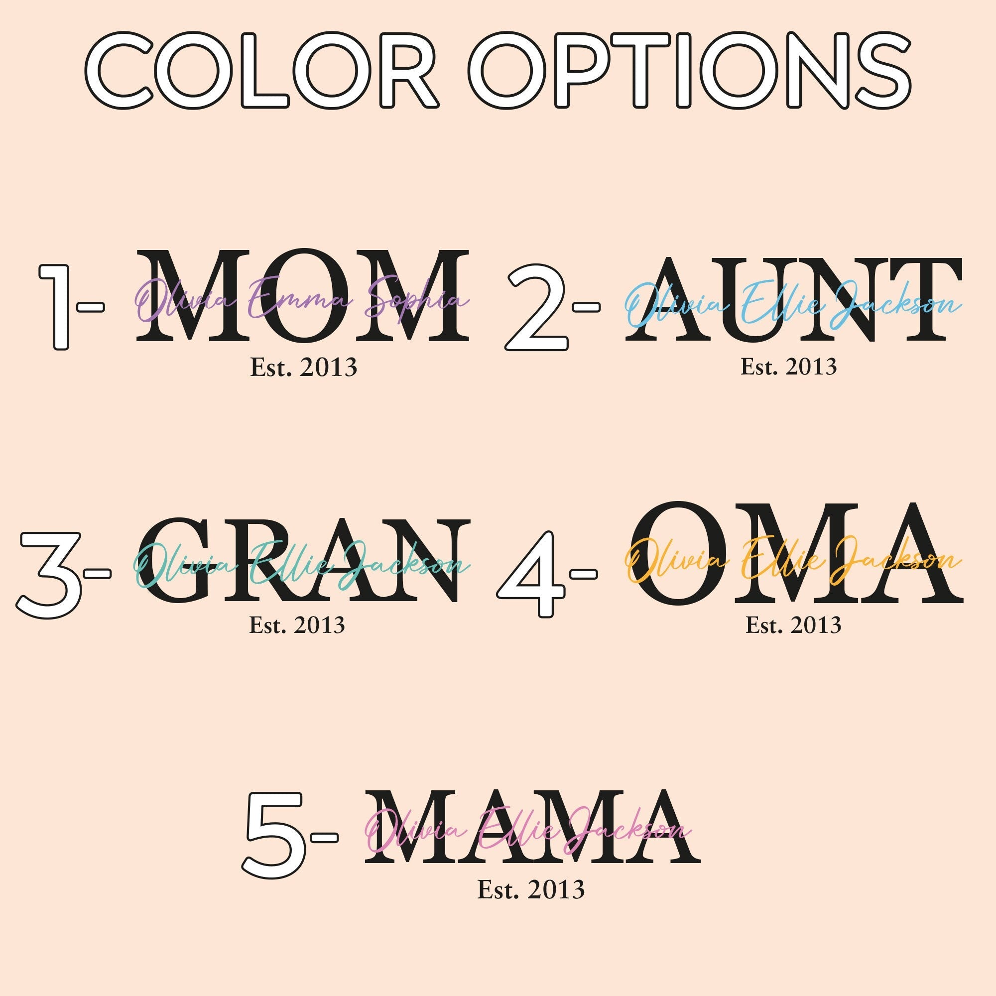 Mom Aunt Gran Oma Mama Custom Kids Names and Date Cotton Canvas Tote Bag Personalized Name and Date Tote Bag