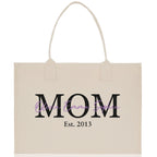 Mom Aunt Gran Oma Mama Custom Kids Names and Date Cotton Canvas Tote Bag Personalized Name and Date Tote Bag