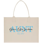 Mom Aunt Gran Oma Mama Custom Kids Names and Date Cotton Canvas Tote Bag Personalized Name and Date Tote Bag