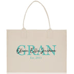 Mom Aunt Gran Oma Mama Custom Kids Names and Date Cotton Canvas Tote Bag Personalized Name and Date Tote Bag