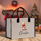 Golden Retriever Custom Dog Name Cotton Canvas Tote Bag Custom Pet Lover Gift Pet Portrait Bag Personalized Pet Owner Gift Tote Bag