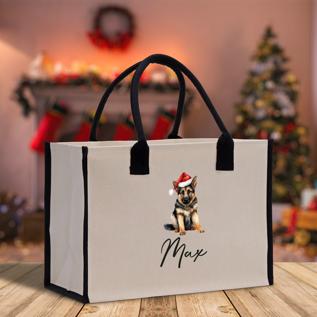 German Shepherd Custom Dog Name Cotton Canvas Tote Bag Custom Pet Lover Gift Pet Portrait Bag Personalized Pet Owner Gift Tote Bag
