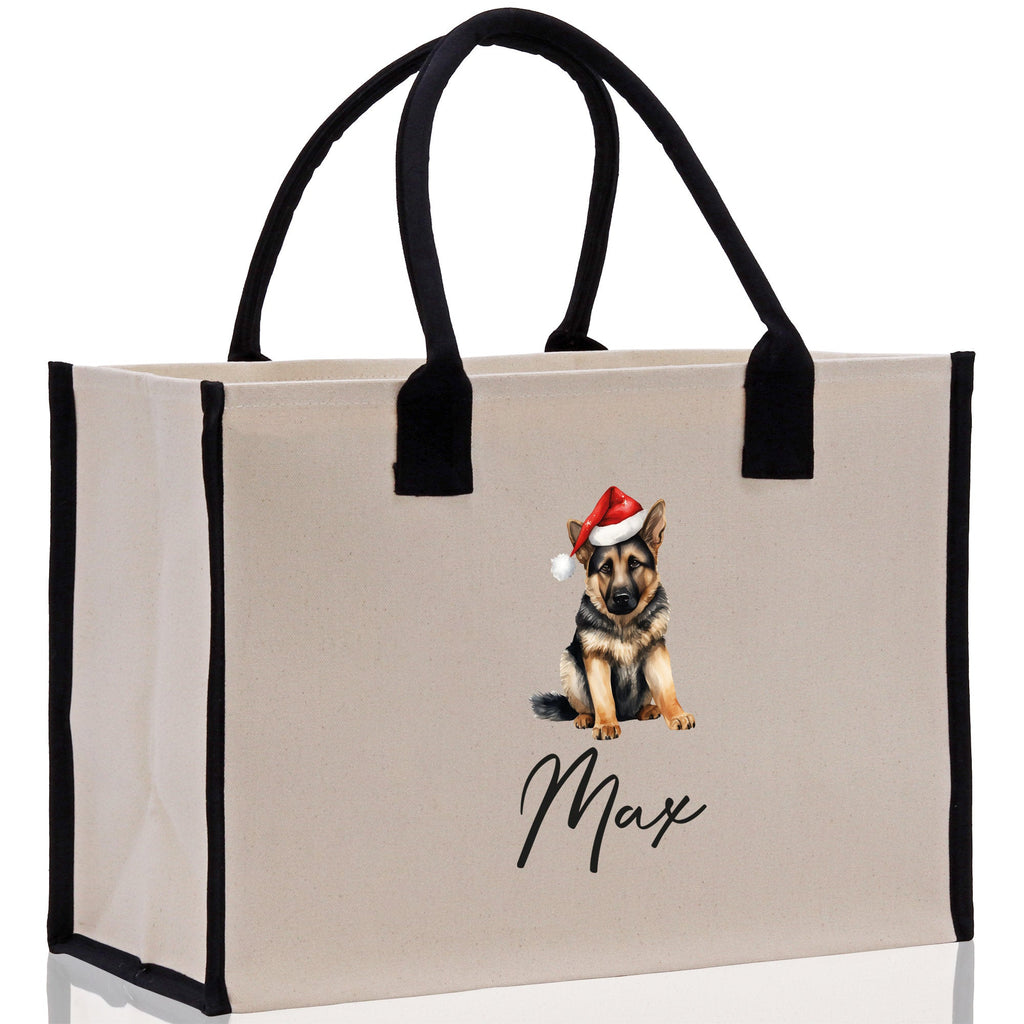 German Shepherd Custom Dog Name Cotton Canvas Tote Bag Custom Pet Lover Gift Pet Portrait Bag Personalized Pet Owner Gift Tote Bag