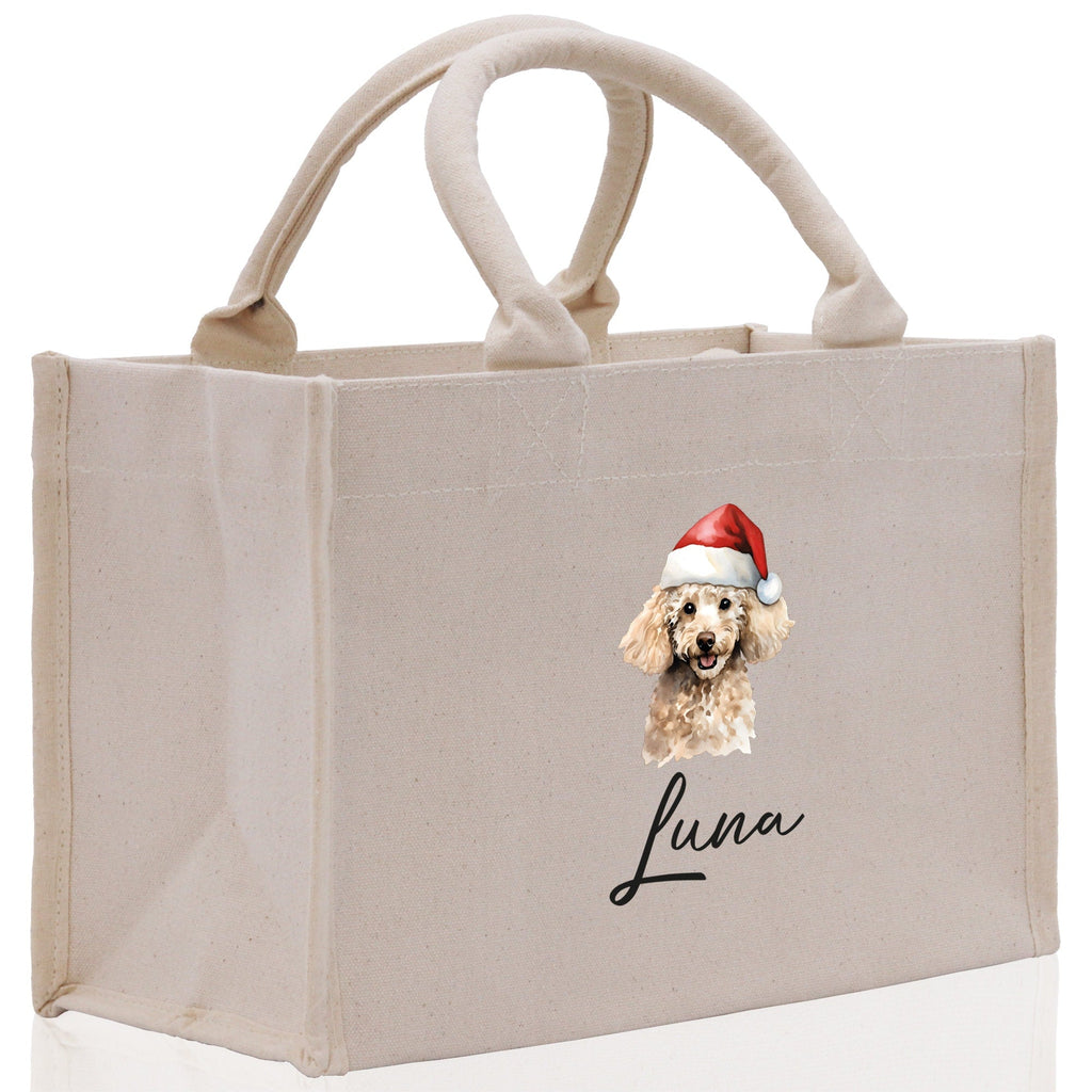 Poodle Dog Name Custom Cotton Canvas Tote Bag Custom Pet Lover Gift Pet Portrait Bag Personalized Pet Owner Gift Tote Bag