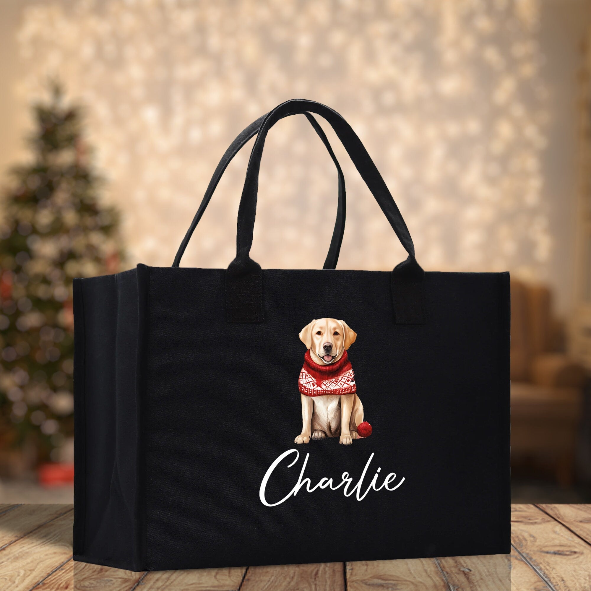Golden Retriever Custom Dog Name Cotton Canvas Tote Bag Custom Pet Lover Gift Pet Portrait Bag Personalized Pet Owner Gift Tote Bag