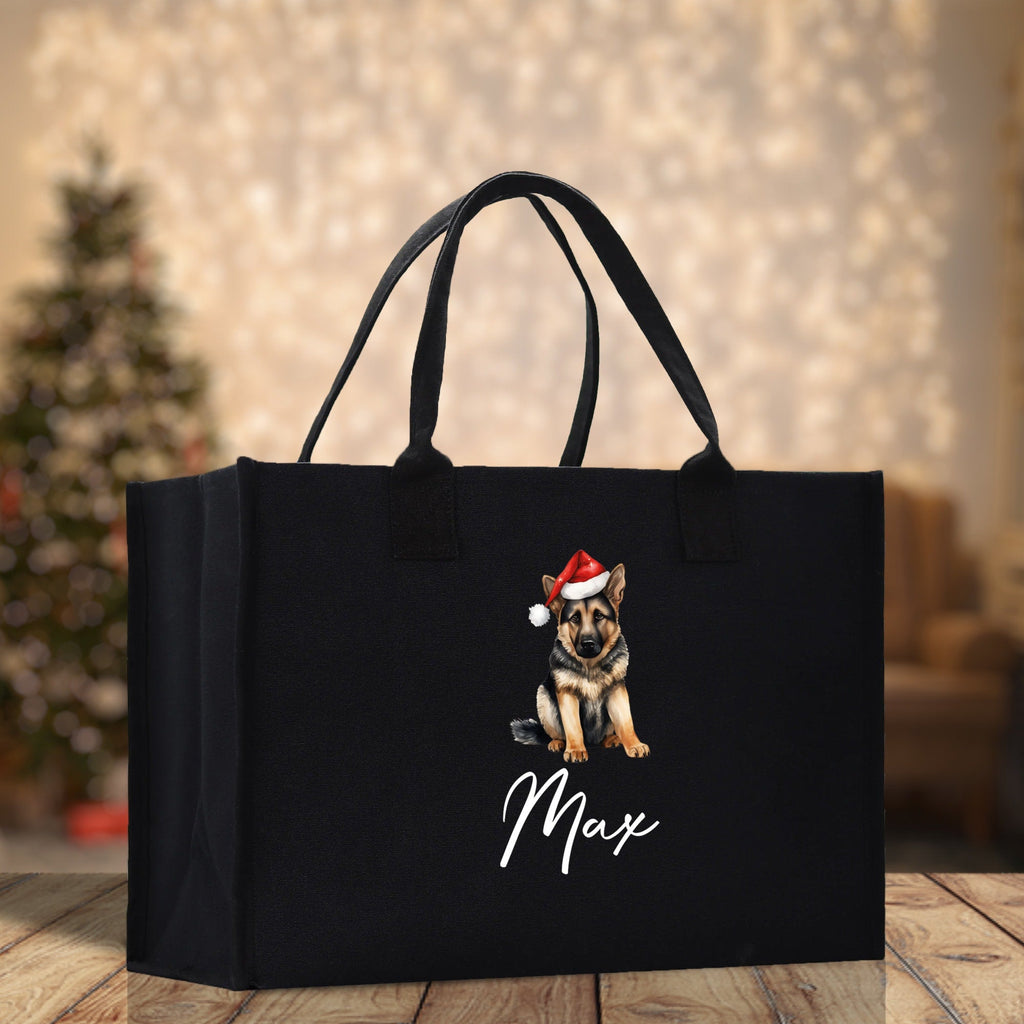 German Shepherd Custom Dog Name Cotton Canvas Tote Bag Custom Pet Lover Gift Pet Portrait Bag Personalized Pet Owner Gift Tote Bag
