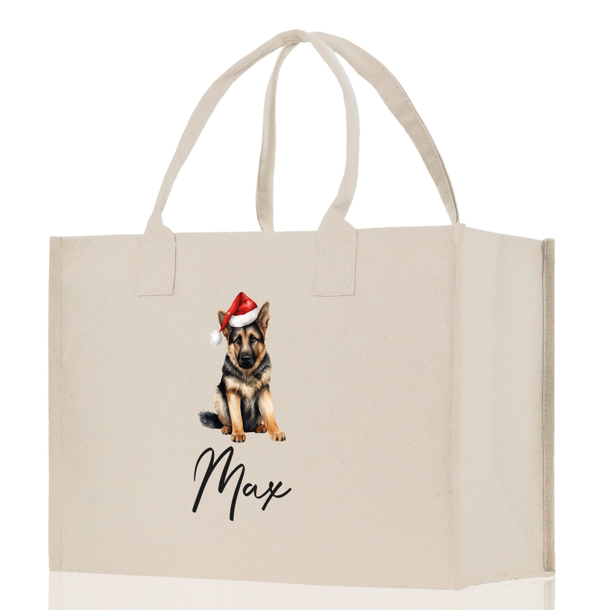 German Shepherd Custom Dog Name Cotton Canvas Tote Bag Custom Pet Lover Gift Pet Portrait Bag Personalized Pet Owner Gift Tote Bag