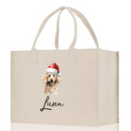 Poodle Dog Name Custom Cotton Canvas Tote Bag Custom Pet Lover Gift Pet Portrait Bag Personalized Pet Owner Gift Tote Bag