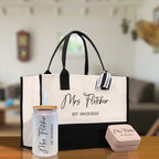 Mrs. Last Name Est Year Tote Bag Personalized Date Wedding Tote Bridal Shower Gift Honeymoon Gift Customized Wedding Gift Bridesmaid Gift