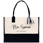 Mrs. Last Name Est Year Tote Bag Personalized Date Wedding Tote Bridal Shower Gift Honeymoon Gift Customized Wedding Gift Bridesmaid Gift
