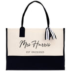 Mrs. Last Name Est Year Tote Bag Personalized Date Wedding Tote Bridal Shower Gift Honeymoon Gift Customized Wedding Gift Bridesmaid Gift