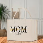Mom Aunt Gran Oma Mama Custom Kids Names and Date Cotton Canvas Tote Bag Personalized Name and Date Tote Bag