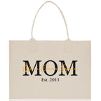 Mom Aunt Gran Oma Mama Custom Kids Names and Date Cotton Canvas Tote Bag Personalized Name and Date Tote Bag